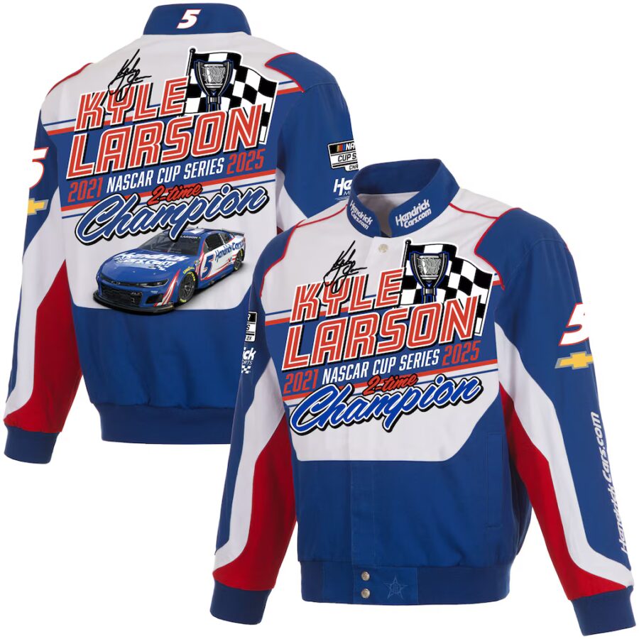 Men's Kyle Larson Royal Two-Time NASCAR Cup Series Champion Full-Snap Twill Uniform Jacket