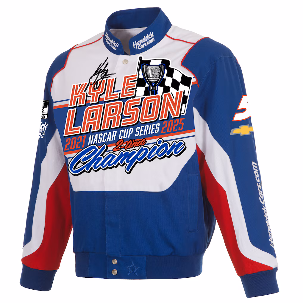 Men's Kyle Larson Royal Two-Time NASCAR Cup Series Champion Full-Snap Twill Uniform Jacket - Image 2